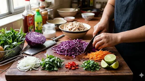 Học Cách Làm Gỏi Gà Xé Phay Hành Tây, Rau Răm Vị Chua Ngọt Không Hăng