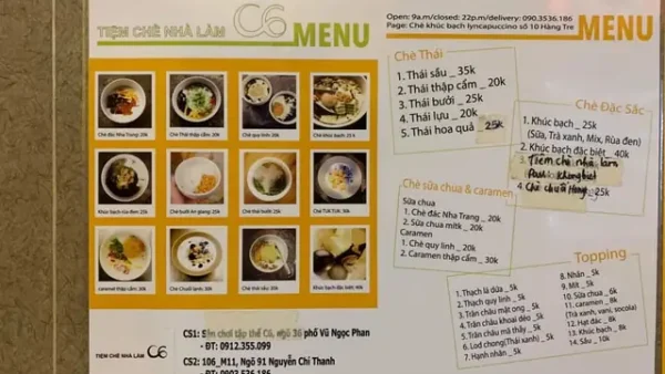 Tiệm Chè Nhà Làm C6: Khám Phá Các Món Ngon, Địa Chỉ & Review Chi Tiết
