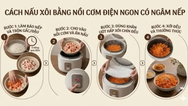 Cách Nấu Xôi Ngọt Bằng Nồi Cơm Điện: Dẻo, Thơm, Không Cần Chổi Hấp