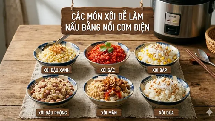 Cách Nấu Xôi Ngọt Bằng Nồi Cơm Điện: Dẻo, Thơm, Không Cần Chổi Hấp